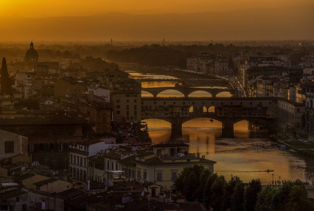 Firenze e Ponte Vecchio al tramonto